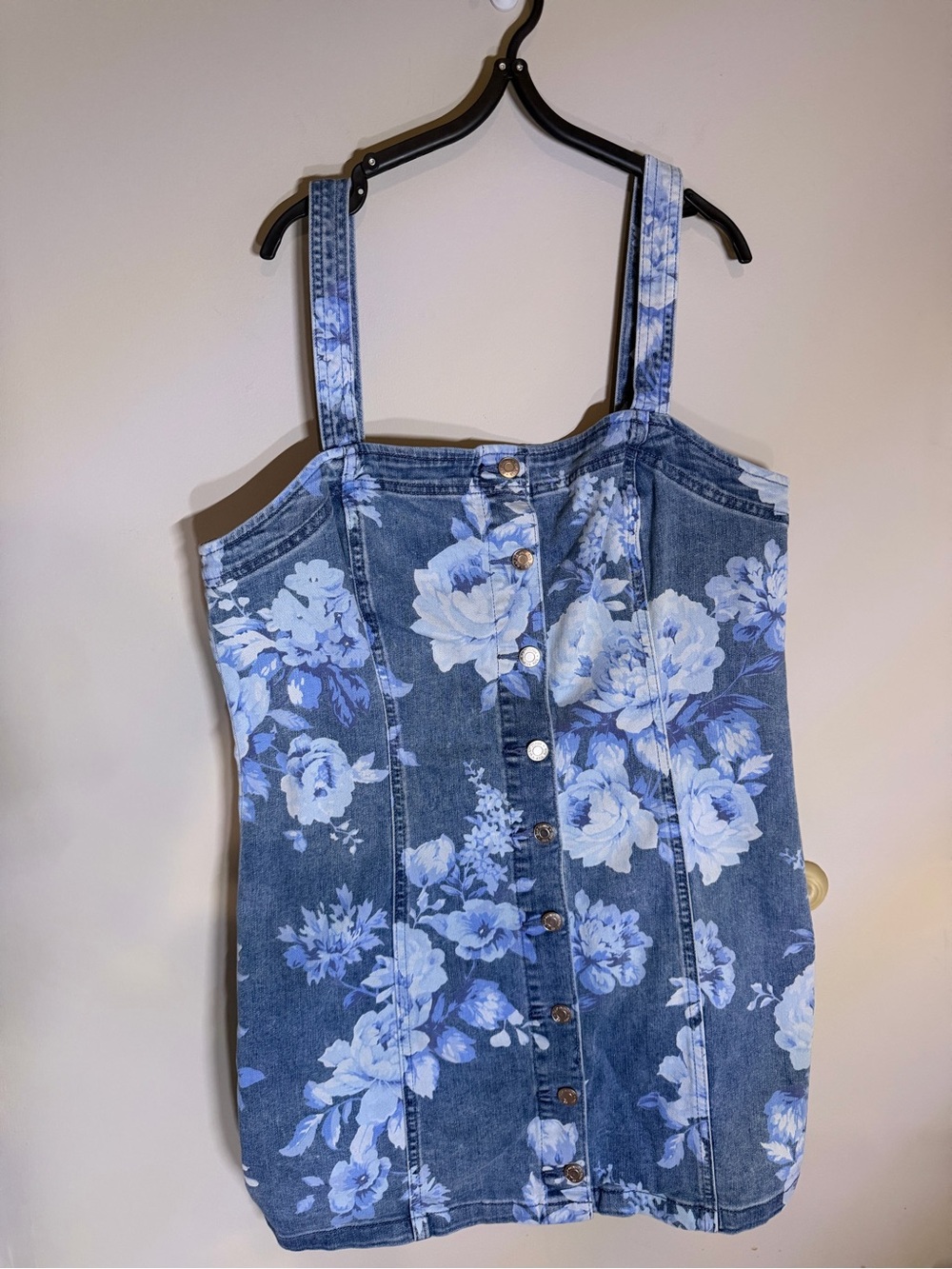 GAP Blue Floral Denim Button-Front Camisole